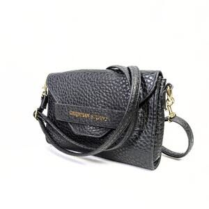 Christian Siriano Black Pattern Faux Leather Crossbody Bag
